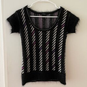 Gucci Black and Purple angora Knit Top